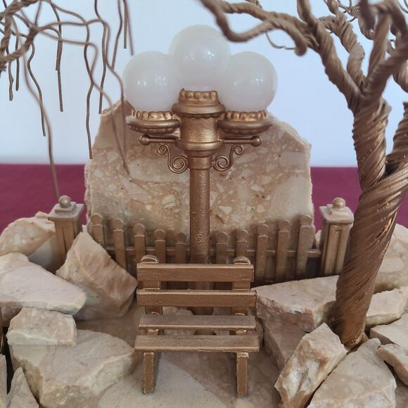 Unique Artisan GW Sanders Stone & Wire Double Tree Sculpture on Marble OOAK 1998 - Picture 4 of 10